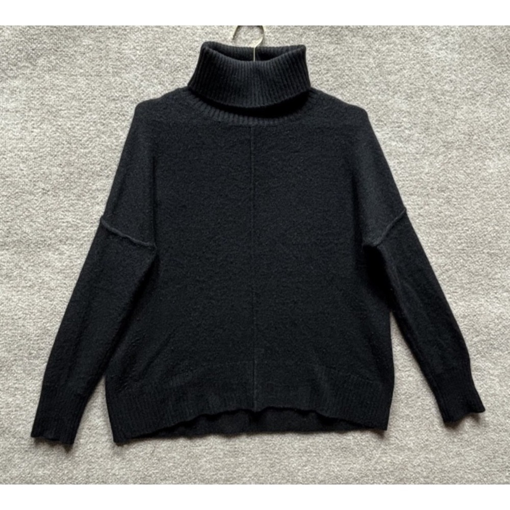 Aqua‎ Cashmere Womens Pullover Turtleneck Cashmere Sweater Black Size Large
